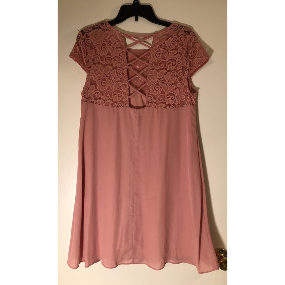 Blush Flowy Dress with Criss Cross Back - Picture 2 of 3
